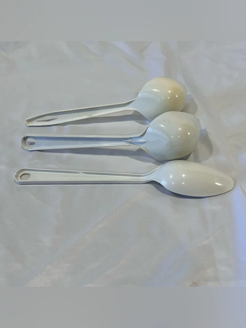 Vintage Tailor Made White Plastic Serving Spoons Set of 3